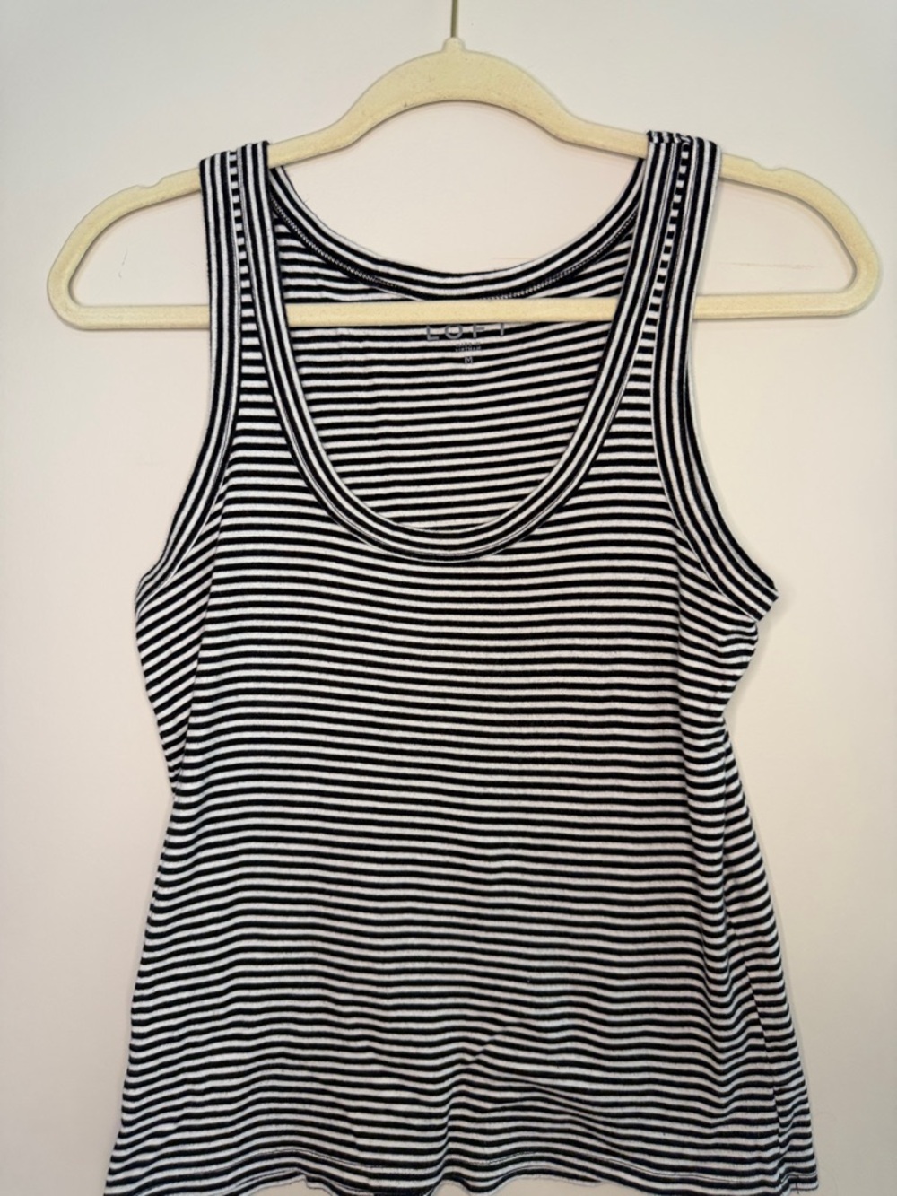 LOFT Black and White Striped Scoop Neck Tank Top - 100% Cotton